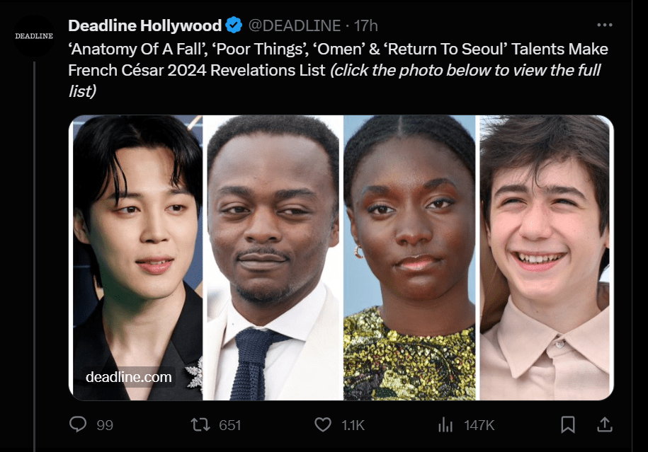 BTS Jimin at the Center of Controversy in French Film Article